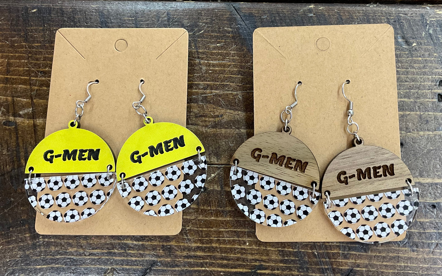 Wood & Acrylic Dangle Earrings
