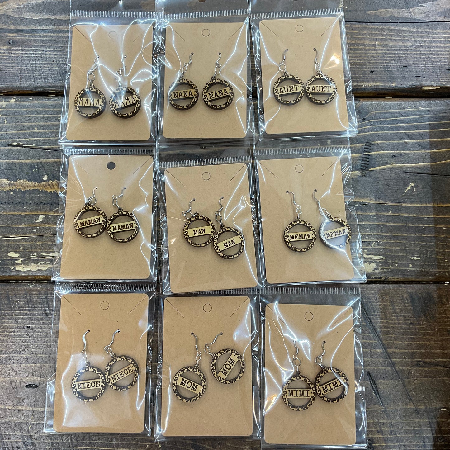 Wood & Acrylic Dangle Earrings