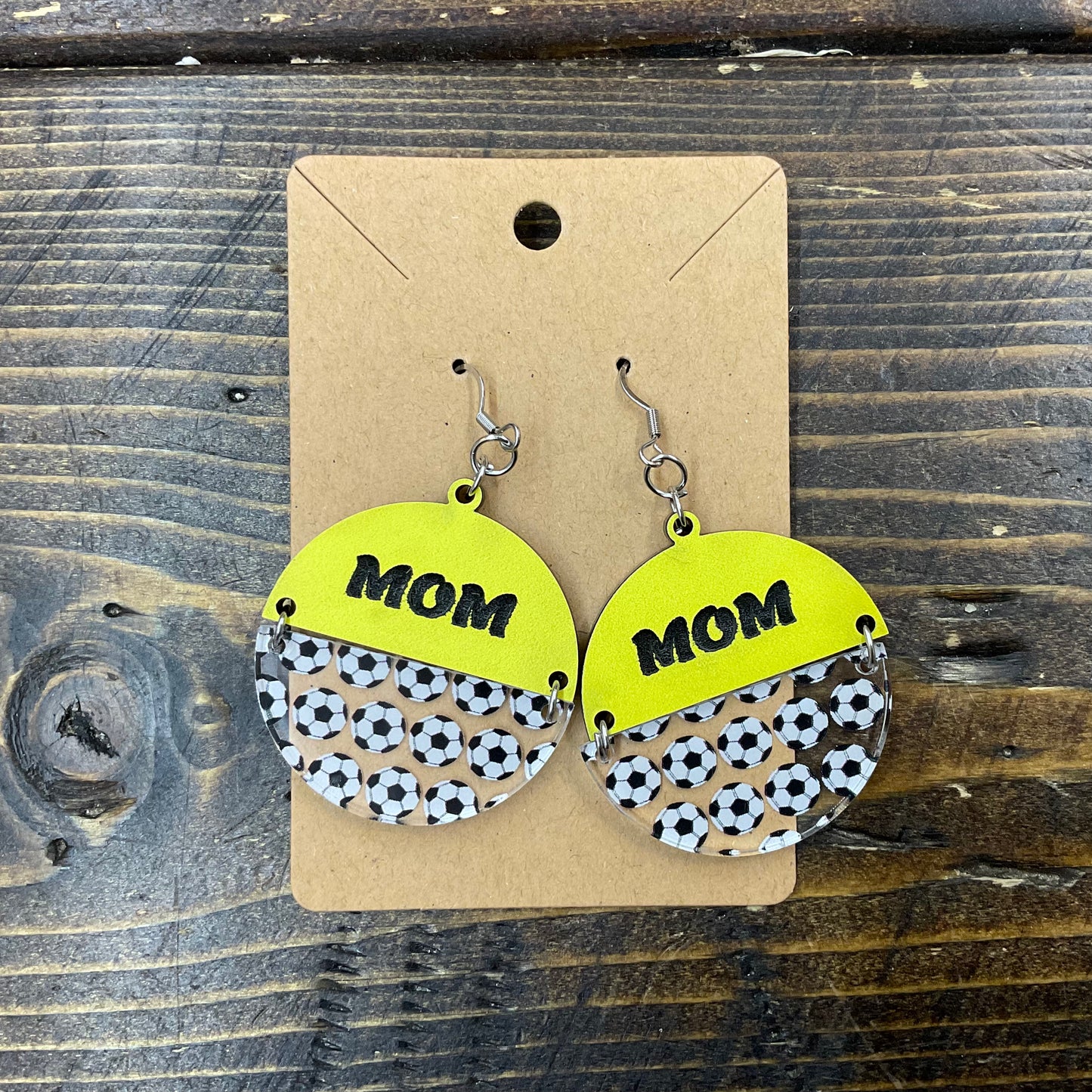 Wood & Acrylic Dangle Earrings